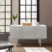 Tina's Home 3-Door Sideboard Storage Cabinet   Mid Century Modern Buffet Cabinet with Adjustable Shelves for Dining Room, Living Room & Entryway
