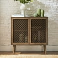 thumbnail image 1 of Tina's Home 32" Tall Farmhouse Walnut Accent Cabinet with LED Lights, 2 Doors Hollow Carved Design, for Living Room, Entryway, Dining Room, 1 of 9