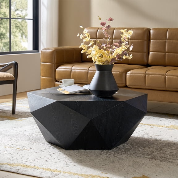 Tina's Home 39" Modern Geometric Coffee Table, Fully Assembled Minimalist Center Table for Living Room