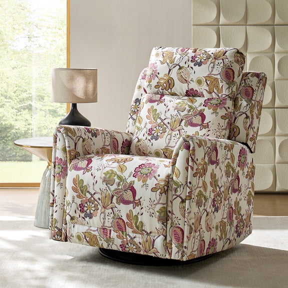 Tina's Home Dual Motor Power Recliner Chair with Swivel Rocking Base, Floral Fabric, USB Charging Port, Adjustable Backrest & Footrest for Living Room Bedroom
