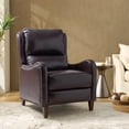 thumbnail image 1 of Tina's Home Genuine Leather Recliner Chair Push Back Upholstered Armchair Wingback Lounge Sofa Wood Leg Home Decor Living Room Bedroom Espresso, 1 of 8