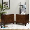 thumbnail image 1 of Tina's Home Modern 2-Drawer Solid Wood End Table with Built-in USB & Power Outlet, Small Space Storage Cabinet for Living Room, Office (Walnut, Set of 2), 1 of 7