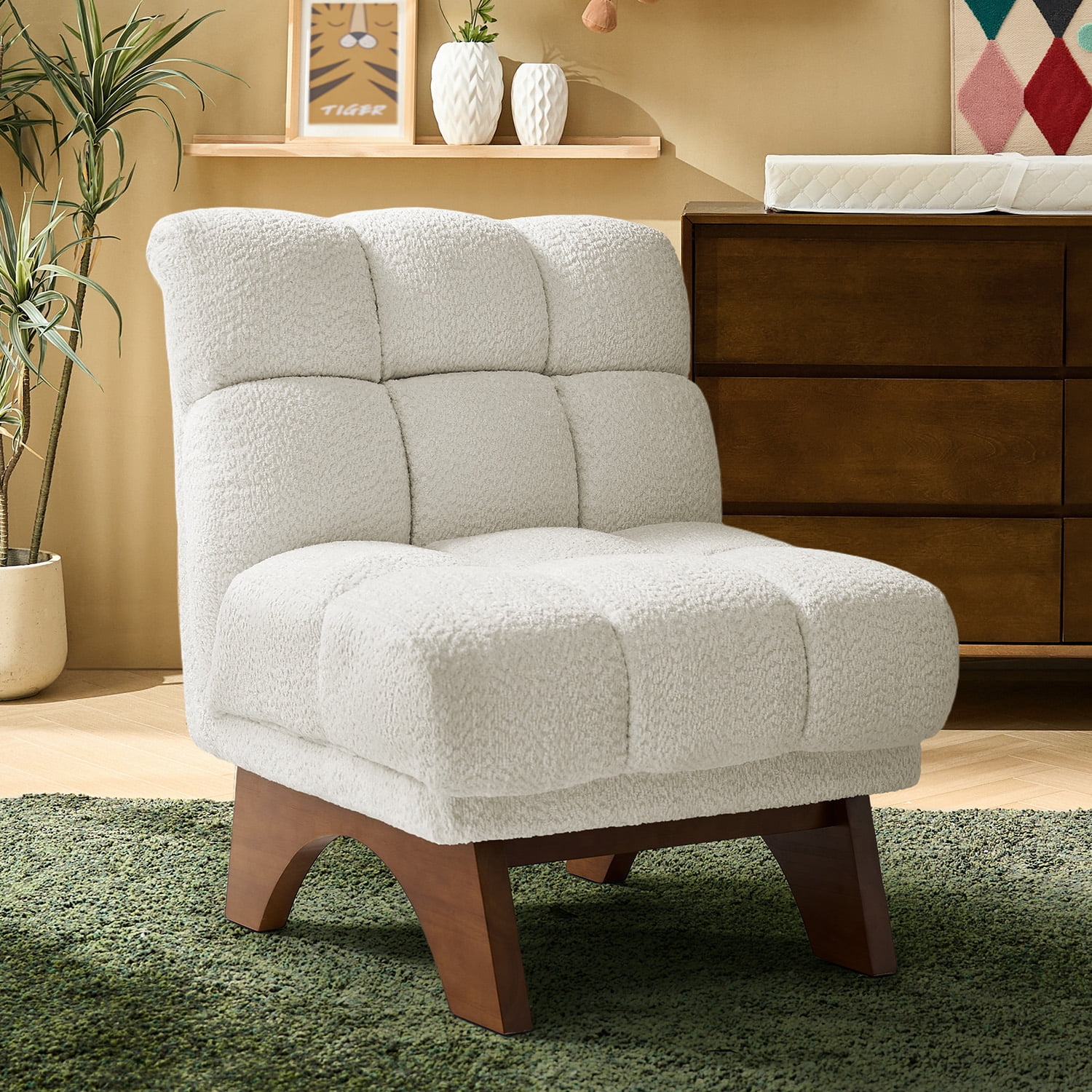 Tina's Home Modern Chenille Accent Chair Upholstered Reading Armchairs ...