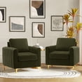 thumbnail image 1 of Tina's Home Modern Velvet Accent Chair Set of 2 with Gold Metal Legs, Tufted Club Chairs for Living Room, Bedroom & Office, Moss, 1 of 7