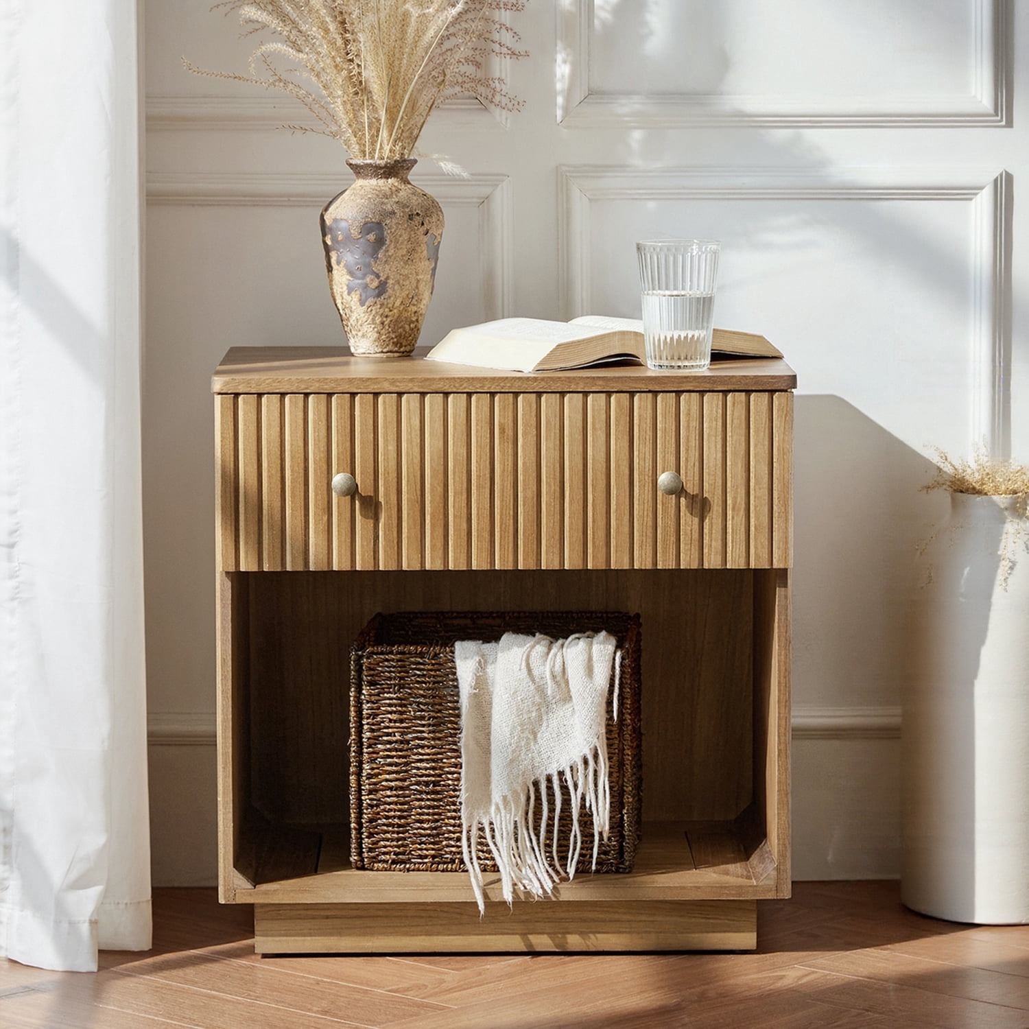 Tina's Home Solid Wood End Table with Hidden Storage & Integrated ...
