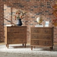 thumbnail image 1 of Tina's Home Transitional Set of 2 Solid Wood End Tables with Vertical Striped Design, Built-in Charging Station - 4 Cherry Drawers, 1 of 9