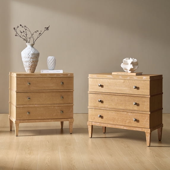 Tina's Home Transitional Solid Wood End Table Set of 2 with Charging Station & Spacious Storage Acorn