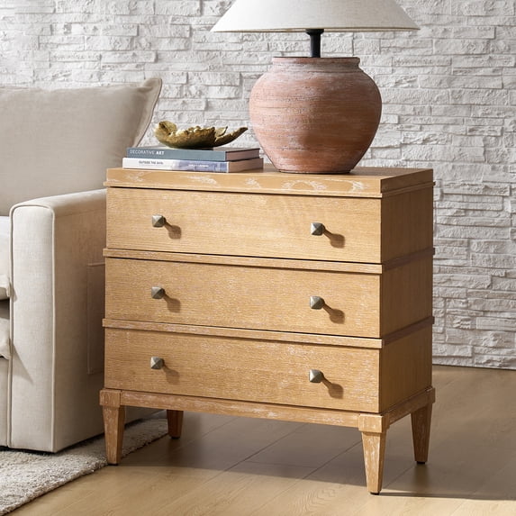 Tina's Home Transitional Solid Wood End Table with Charging Station & Spacious Storage Acorn