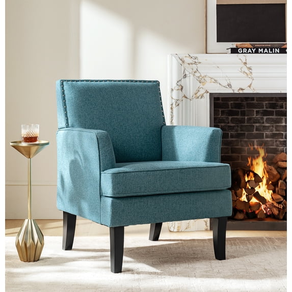 Tina's Home Upholstery Armchair Accent Chair Sofa Couch Wood Legs Nailhead Trim Bedroom Home Living Room Teal