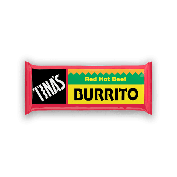 Tina's Red Hot Beef Burrito, 4oz, Packaged Burrito, 1 Count (Frozen), Plastic Film