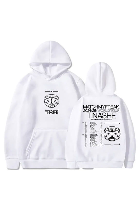 Tinashe Match My Freak World Tour 2024 Merch Unisex Long Sleeve Hoodie - Graphic Print R&B Casual Streetwear