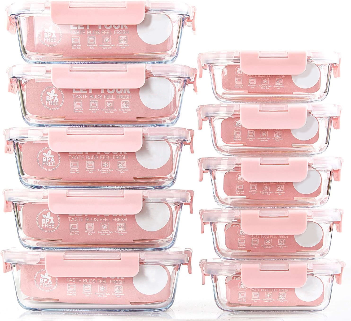 Tinea [10 Pack] Glass Meal Prep Containers, Food Storage Containers ...