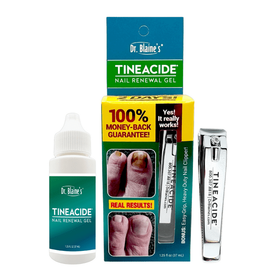 Dr. Blaine's Tineacide Nail Renewal Gel With Nail Clipper, 1.25 fl. oz, Bottle