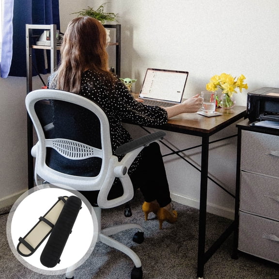 Tineasur 1Pair Plush Chair Armrest Covers Black Soft Protective Sleeve for Office Desk Chairs