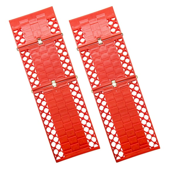 Tineasur 1 Pair Wheel Tire Traction Mats Red PP Material For Emergency Use In Sand And Mud