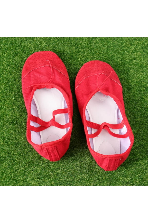 1 Pair Lightweight Red Canvas Yoga Shoes with Anti- Sole and Foot for Adults