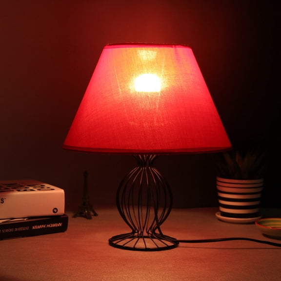 Tineasur 1 Piece Red Round Lampshade for Table Lamps with Light Diffusion and Home Decoration 9.1X9.1X6.7in