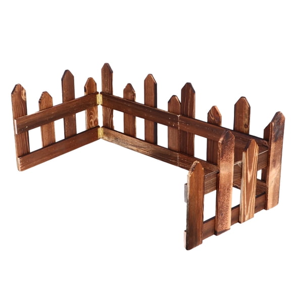 Tineasur Small Garden Fence Carbonized Wood 1 Set