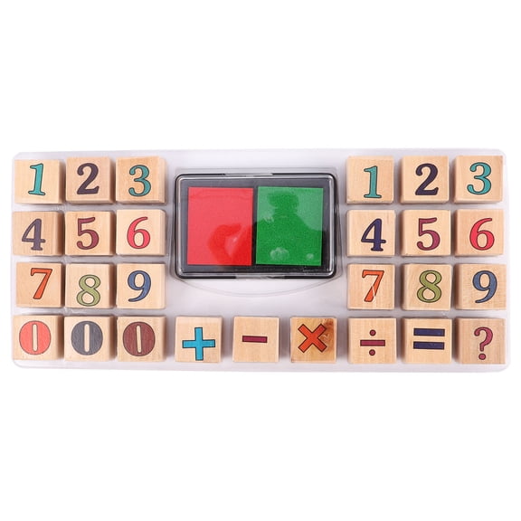 Tineasur Wooden Number Stamp Set with Colorful Assorted Stamps for Kids, Educational Craft Activity Kit for Learning and Fun