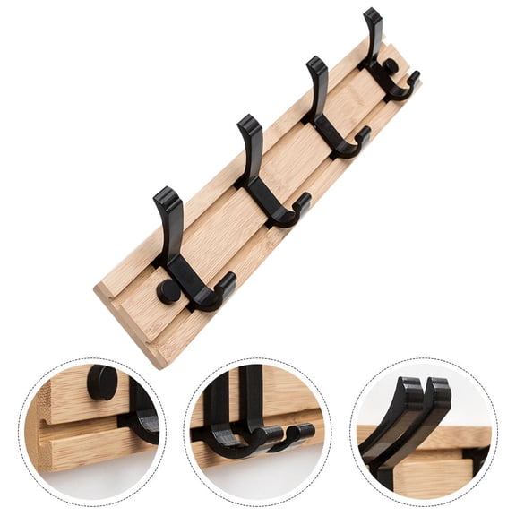 Tineasur Row Rack Hook Coat Hat Hook Bamboo Khaki 1Set