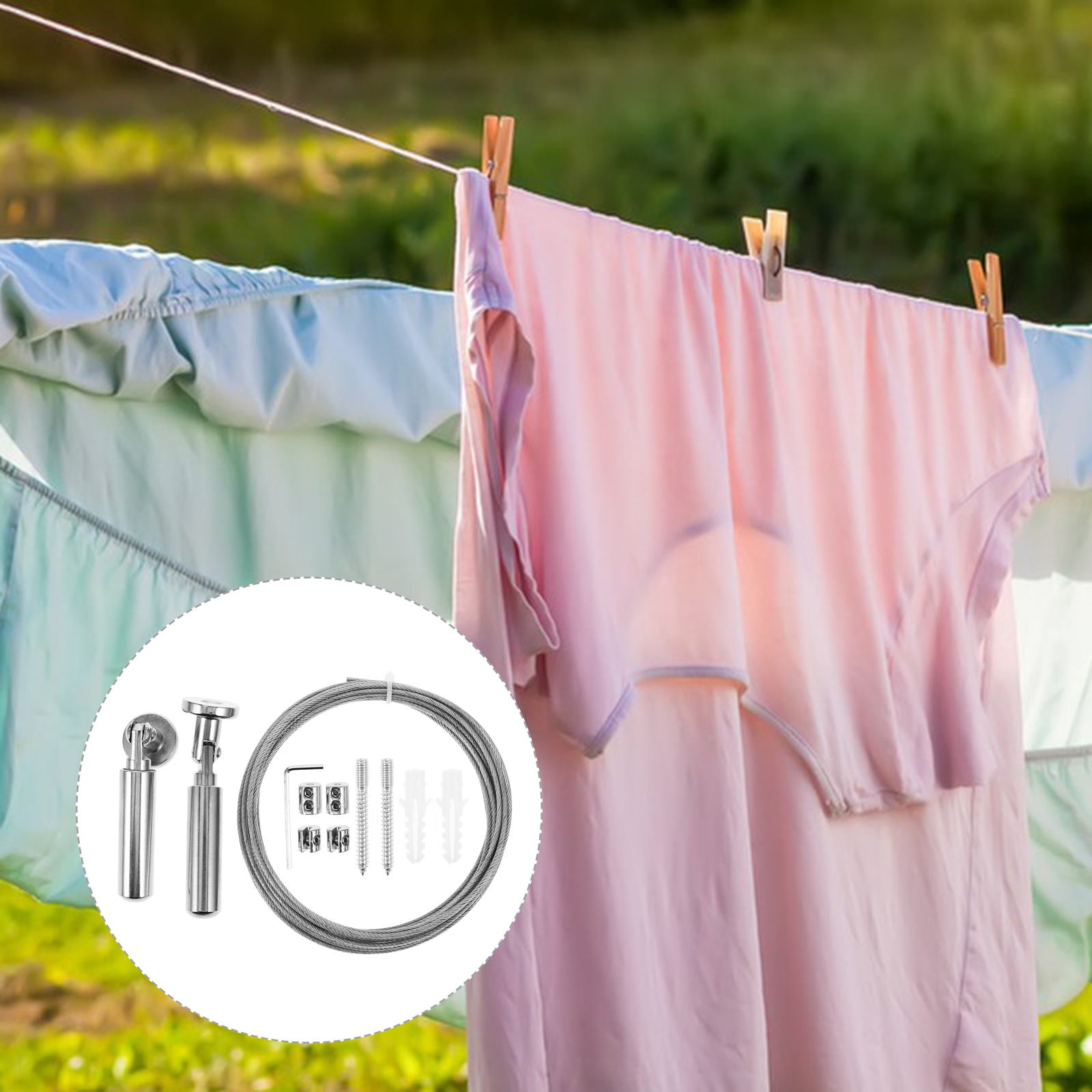 Tineasur 1 Set Silver Cable for Clothes Line Ropes Outdoor Use with ...