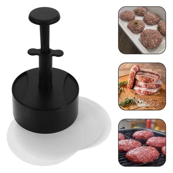 Tineasur 1Set Burger Patty Press with Oiled Paper for Easy Cleaning Manual Burger Maker