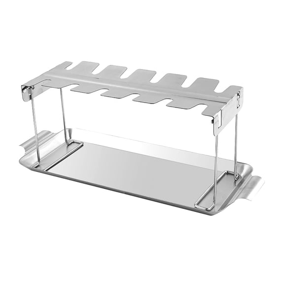 Tineasur 1Set Stainless Steel Chicken Roasting Rack with Drip Tray for Convenient Grilling