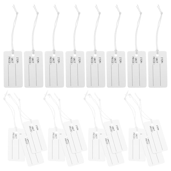 Tineasur 100Pcs White Paper Tags with Cotton String for Jewelry and Clothing