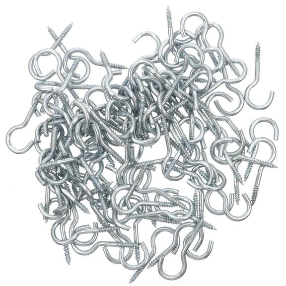 Tineasur 100Pcs Carbon Steel Screw-in Hooks Ceiling and Wall Hooks for Indoor Outdoor Use