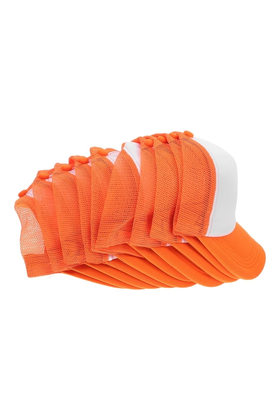 10Pcs Breathable Cap Orange Polyester Baseball Hats for Men Fishing Camping Heat Transfer