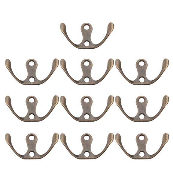 Tineasur Hat Hanger Zinc Alloy Double Hook Simple Style Green Bronze 10Pcs for Kitchen