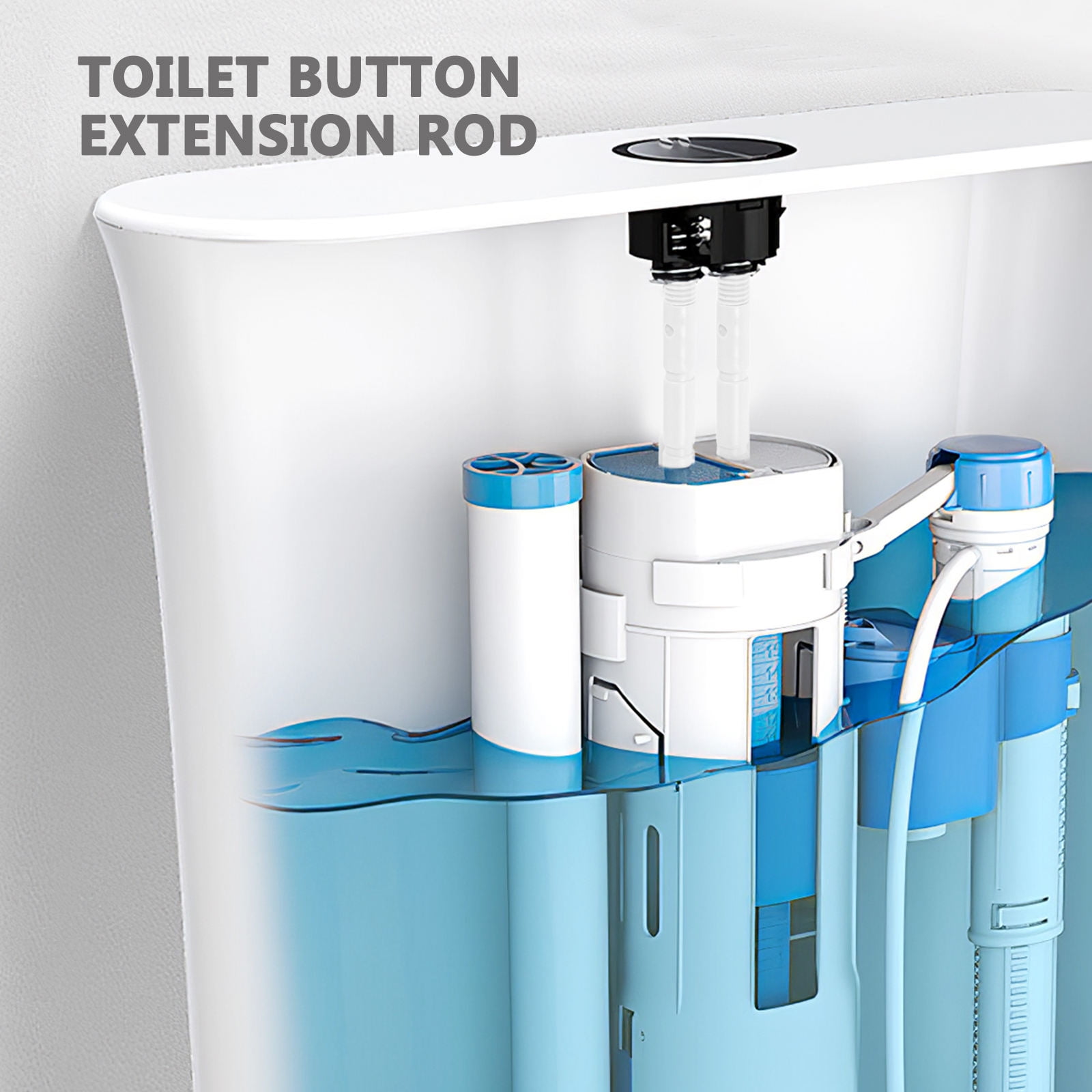 Tineasur Toilet Push Button Rod Dual Flush Valve Kit White Plastic for ...