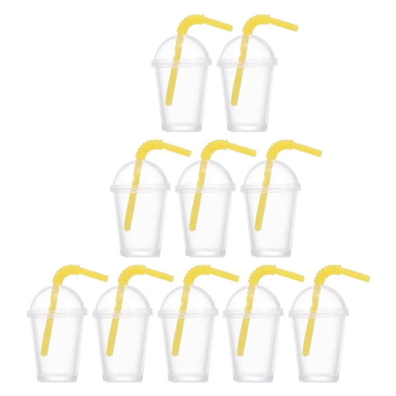Tineasur 10Pcs Mini Tableware Model Mini Milk Tea Cup Resin Miniature Coffee Cup Yellow