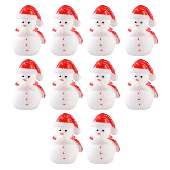 Tineasur Miniature Snow Figurines Red Resin 10Pcs 1.1X0.7X0.7In