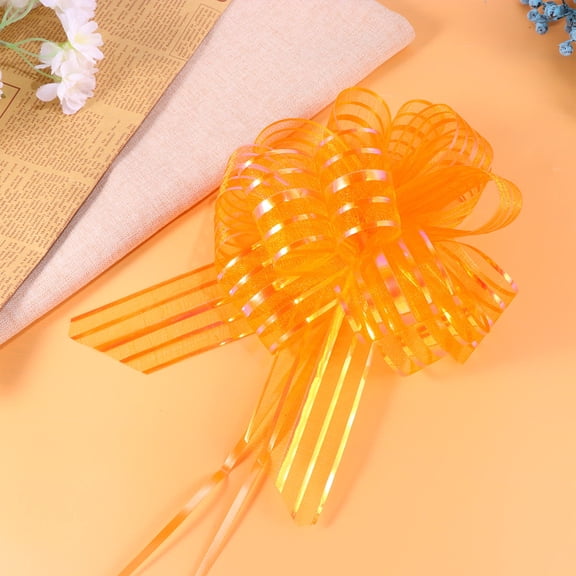 Tineasur 10Pcs Orange String Bows for Wedding Decoration and Party Accents
