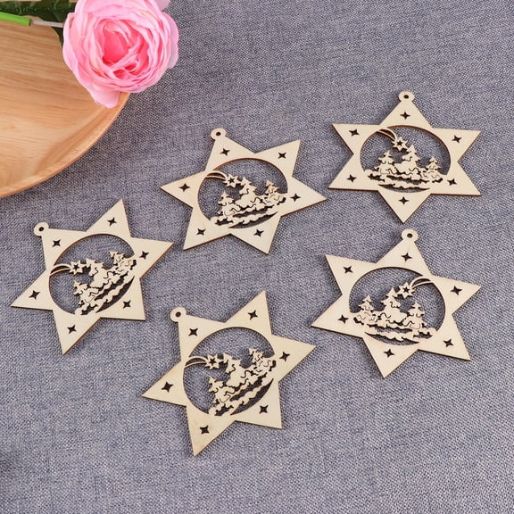 Tineasur Beige Wooden Hexagram Star Ornaments Precise Cutout for Christmas Tree Decoration