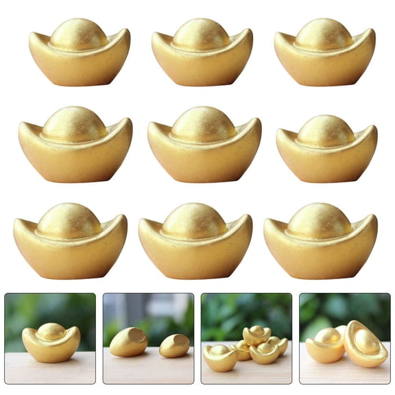 Tineasur 1Pc Gold Ingot Craft Resin Desktop Gold Ingot Decoration for Home Festival Use
