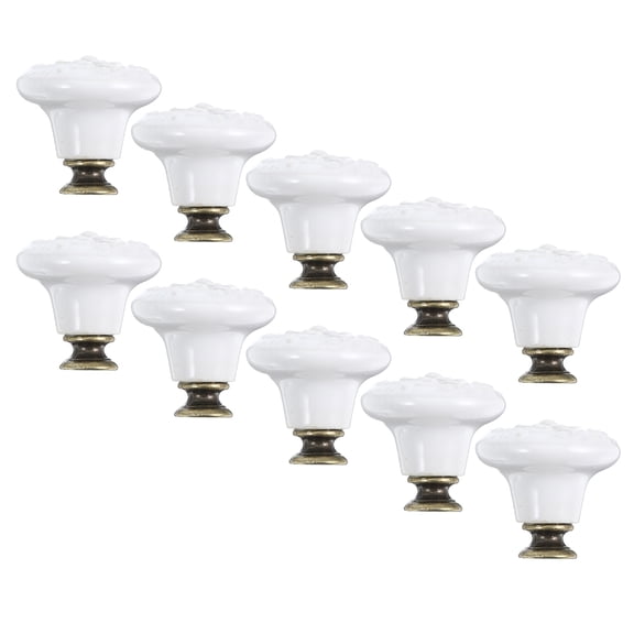 Tineasur 10pcs Vintage Ceramic Dresser Knobs round White Cabinet Pulls
