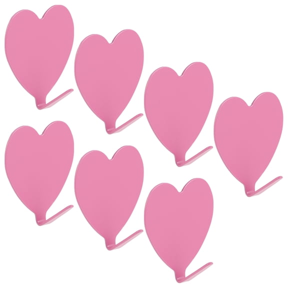 Tineasur Pink Metal Hooks Stylish Heart Design for Kitchen Bedroom Bathroom 12Pcs