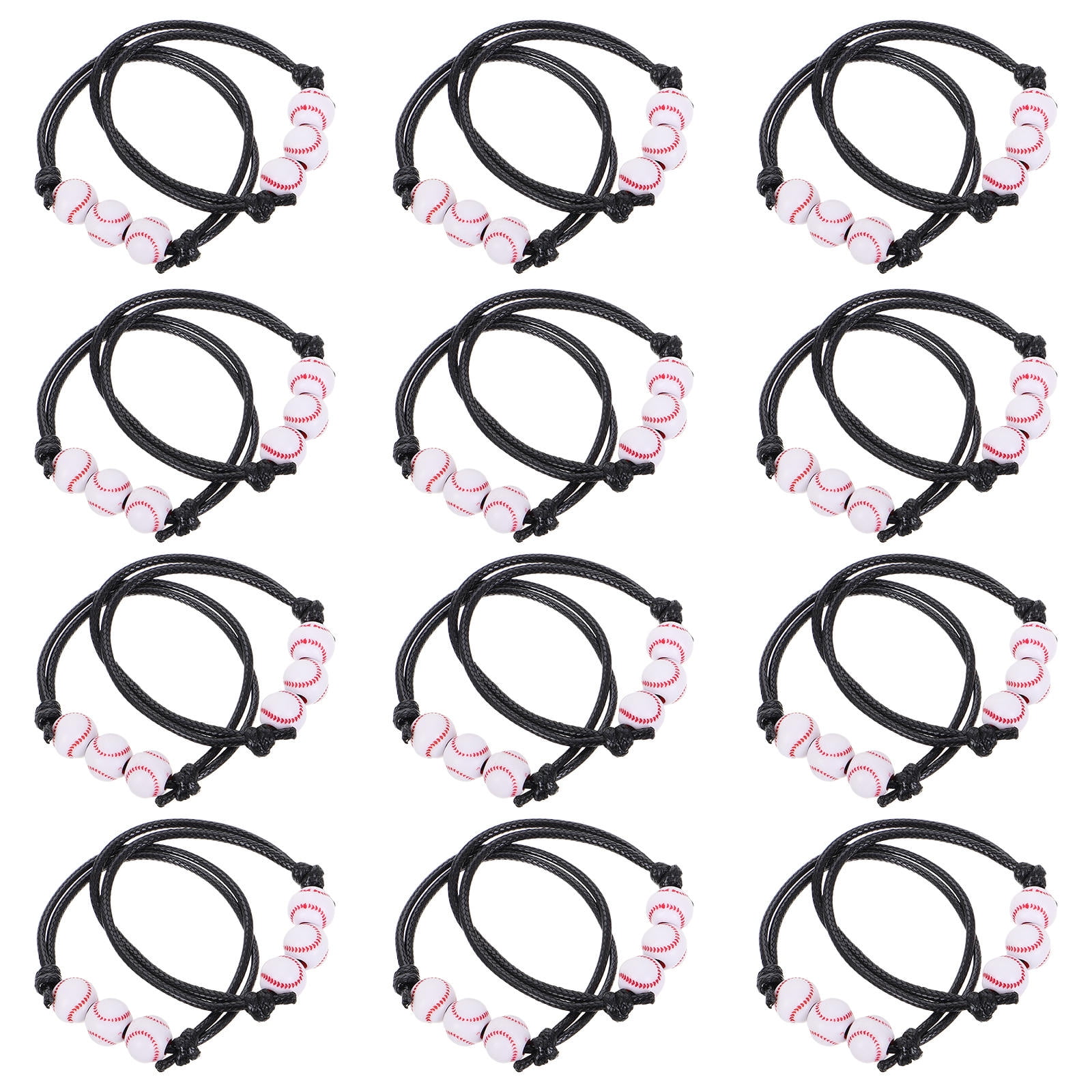 Tineasur 12-Piece Baseball Birthday Party Favors Set with Handcrafted Black Wax Thread, Durable and Versatile for Baseball Fans and Fan Gear