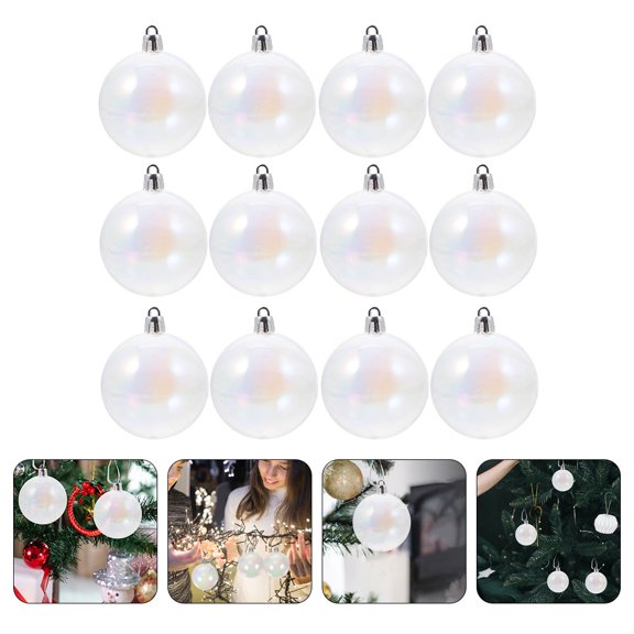 Tineasur 12Pcs Decorative Balls Glossy Bubble Design Christmas Hanging Decorations for Family