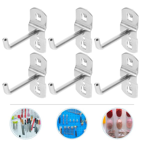 Tineasur Practical Plated Silver Iron Pegboard Hooks for Retail Storage 12Pcs
