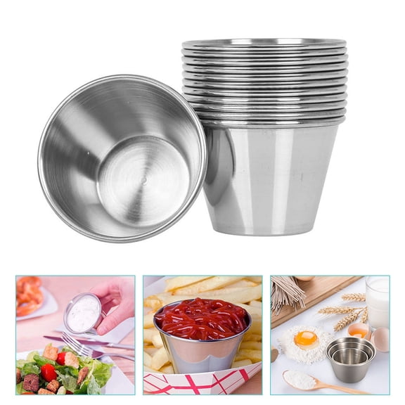 Tineasur 12Pcs Small Stainless Steel Sauce Cups Metal Dipping Sauce Cups Practical and Easy to Clean