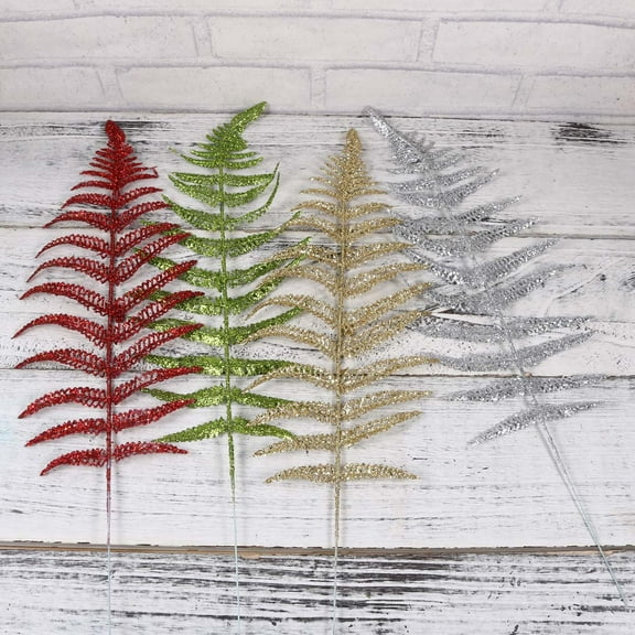 Tineasur 12Pcs Simulation Leaves Plastic Plants Assorted Color Christmas Decor for Party