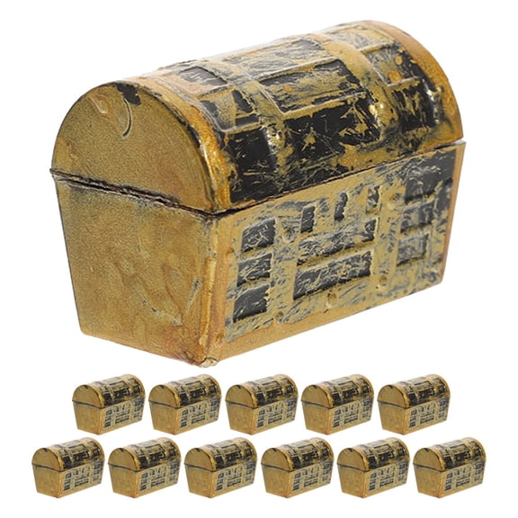 Tineasur Golden Plastic Treasure Chest for Decorative Use Realistic Design 12Pcs