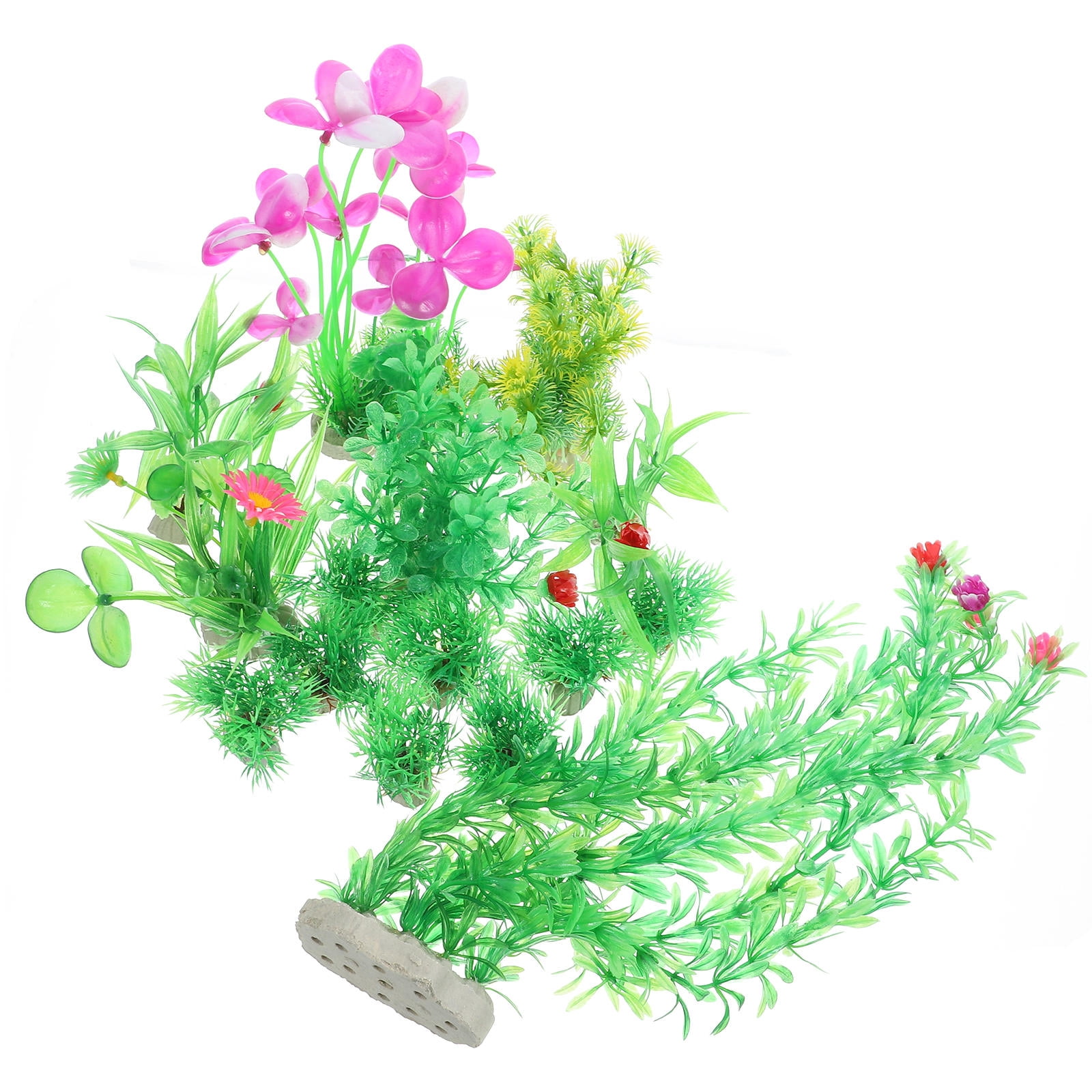 Tineasur 15-Piece Aquarium Plant Decorations Set, Colorful PVC Artificial Plants for Fish , Aquarium Landscaping and Setup
