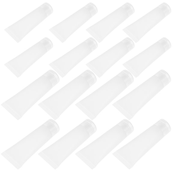 Tineasur 16Pcs White Refillable Squeeze Makeup Bottles for Storage with Leak Proof Screw Closure