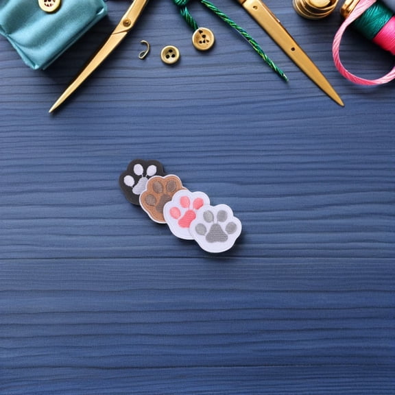 Tineasur 16Pcs Assorted Color Paw Print Patches Self Adhesive Stick on Fabric Stickers