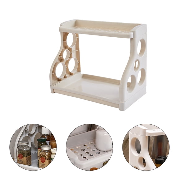 Tineasur 1Pack Beige Plastic Multi-Layer Spice Organizer Countertop for Kitchen Cookwares