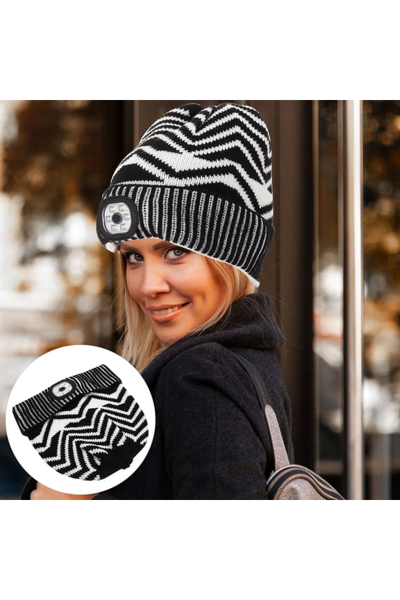 Black Beanie Hat with Built-in Lights for Emergency Use, Unisex Flip Design, 1 Pack